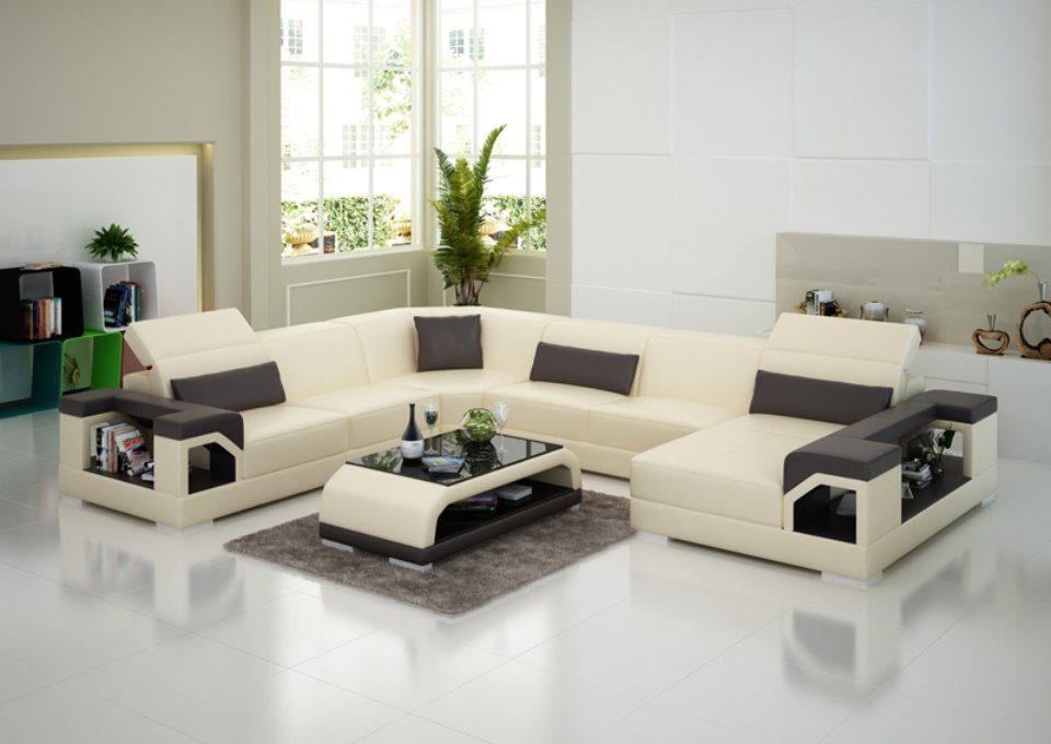 JVmoebel Ecksofa, Ledersofa Couch Wohnlandschaft Ecksofa Eck Design Sofa Modern