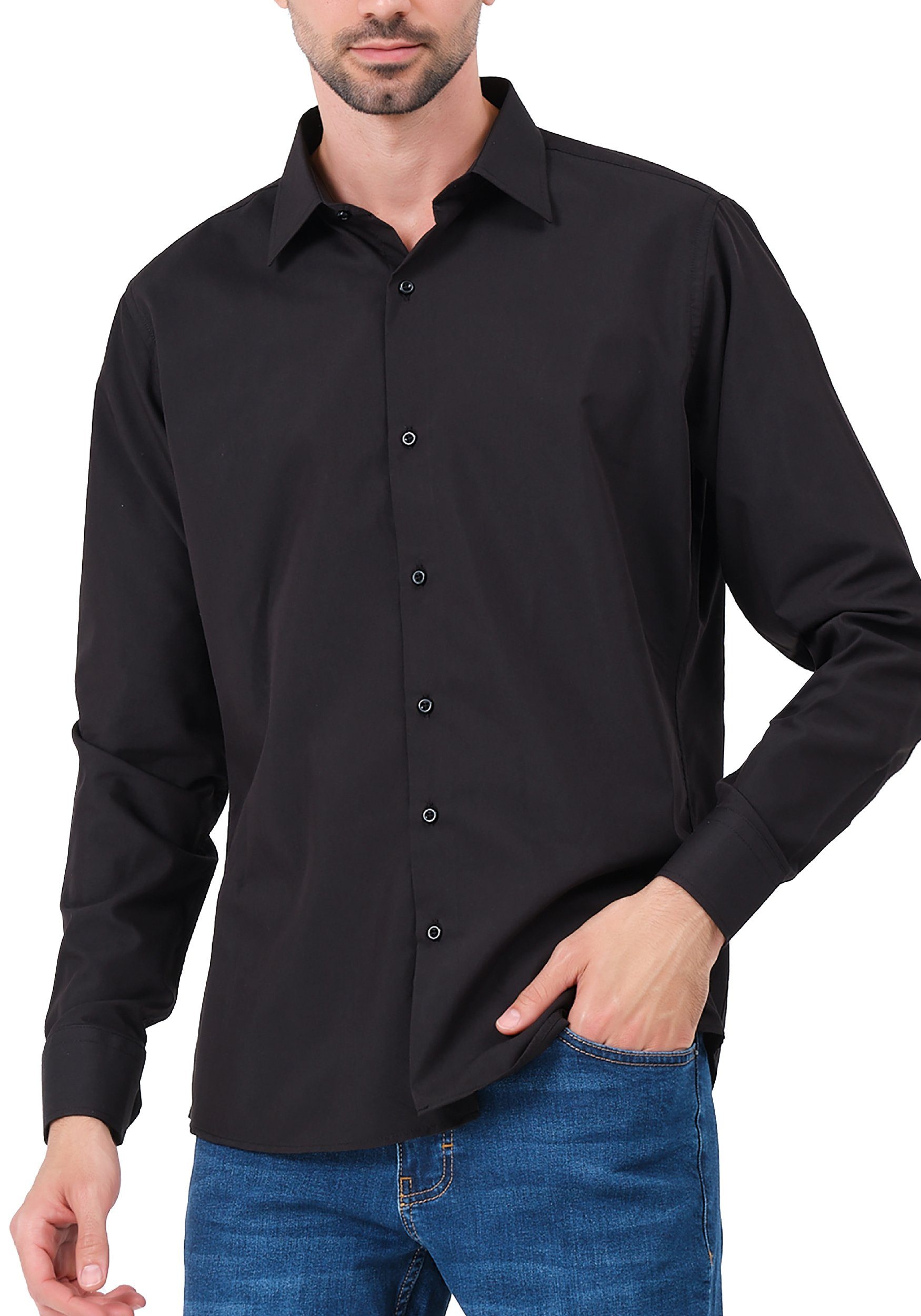 JEEL Langarmhemd Herren Hemd Langarm (1-tlg) Slim Fit günstig online kaufen