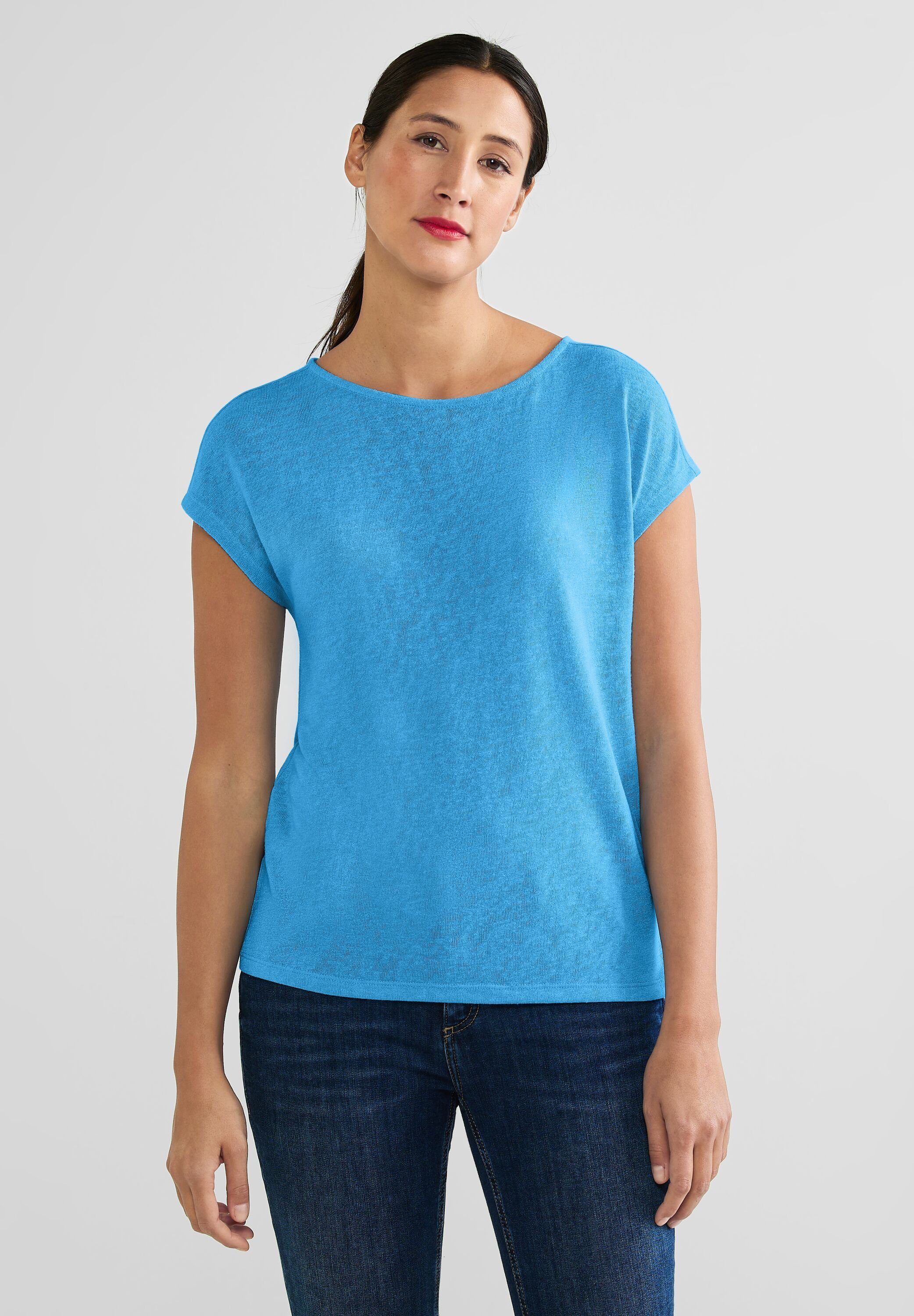 STREET ONE T-Shirt mit überschnittenen Schultern splash blue