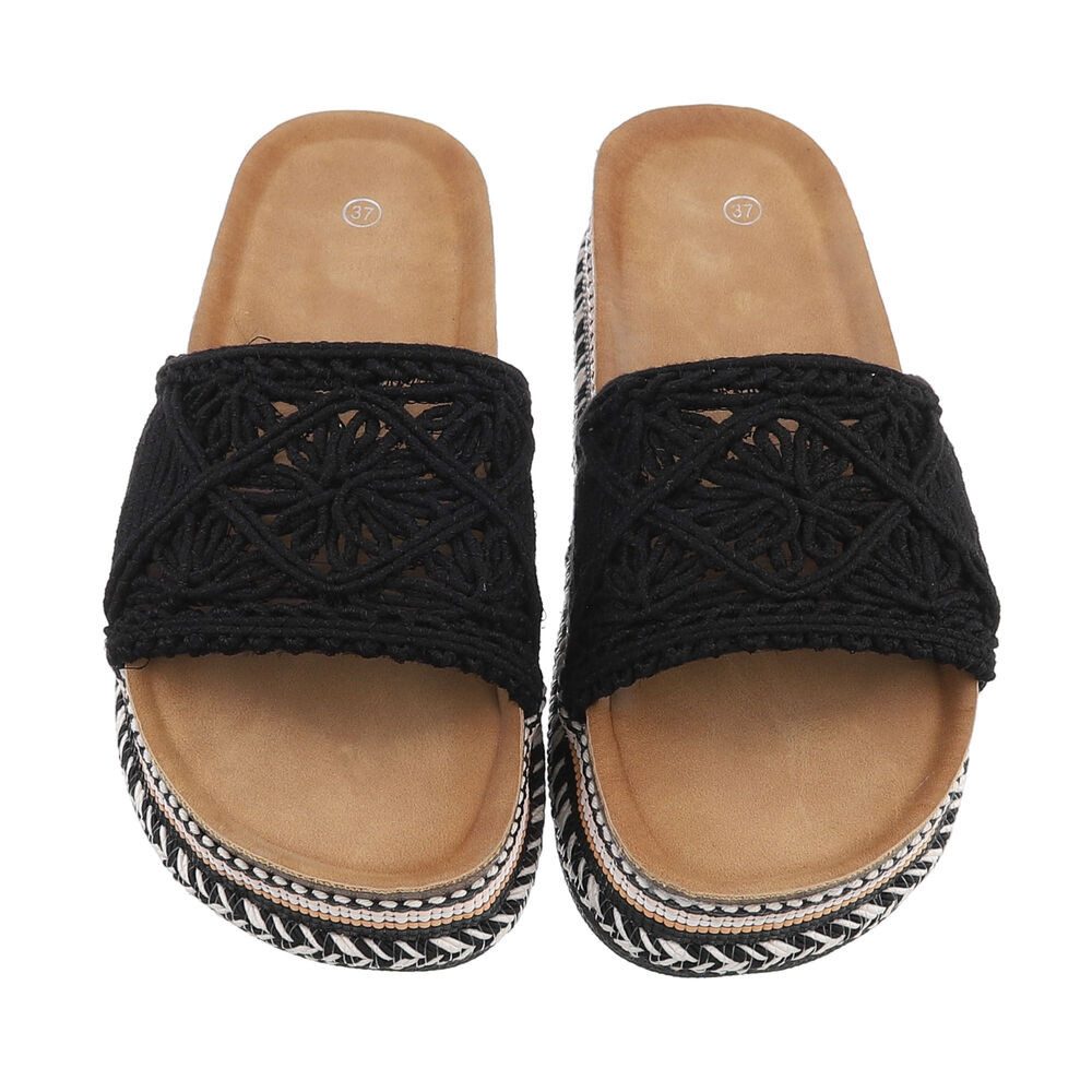 Ital-Design Damen Mules Freizeit Plateausandaletten (85960476) Flach Pantoletten in Schwarz