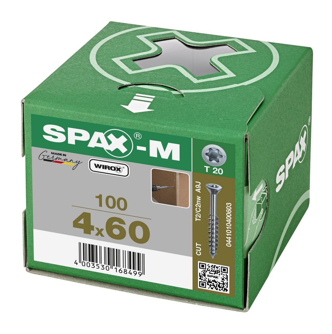 SPAX-M, SPAX weiß (Stahl St), 100 mm 4x60 Spanplattenschraube verzinkt,