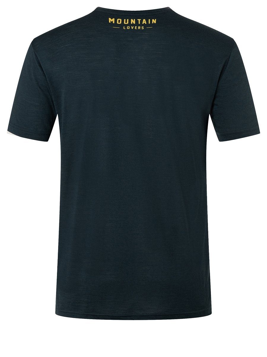 SUPER.NATURAL Print-Shirt Merino GEAR Flake T-Shirt Grey/Gold Merino-Materialmix TEE SKIING feinster M Blueberry/Vapor