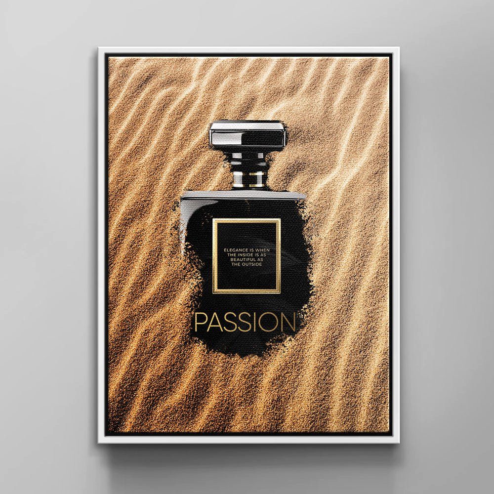 DOTCOMCANVAS® Leinwandbild, SAND, Premium Leinwandbild Parfum Motiv - Pure Passion weißer Rahmen