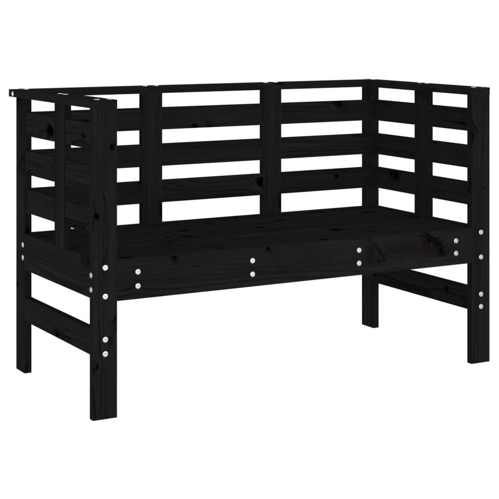 furnicato Gartenbank aus massivem Kiefernholz Schwarz 111,5 x 53 x 71 cm, Sitzbank mit Arm- und Rückenlehnen sowie wasserabweisendem Design