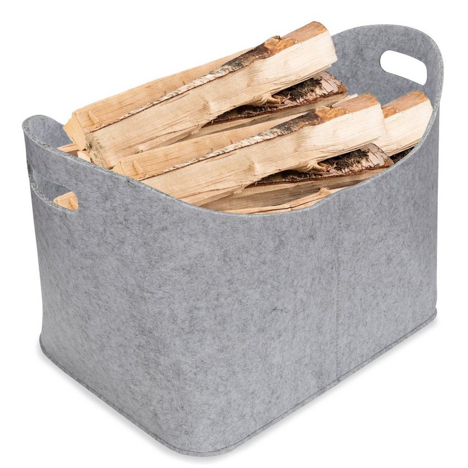 Clanmacy Allzweckkorb Filzkorb Gross Kaminholzkorb Einkaufskorb grau 44 x  34 x 31cm faltbar Holzkorb Kaminholztasche Einkaufskorb Zeitungskorb  Shopper aus Filz, -Einkaufstasche: faltbar, einfach mitnehmen -Ein idealer  Helfer beim Einkauf.