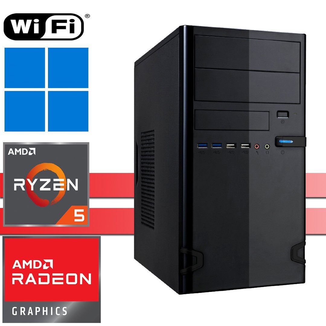 (iGPU), 5600, 5 GB 256 WiFi) Ryzen 16GB HDD, GB X-HARDWARE Professional, (AMD X-Power Business-PC Luftkühlung, 5600G, 8 1TB 1000 SSD Radeon Ryzen Vega 11 Graphics 16 NVMe Windows 256GB RAM, GB + SSD, AMD DDR4, HDD