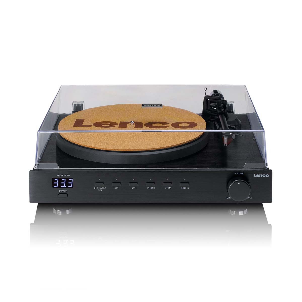 Lenco LS-700BK Plattenspieler (Riemenantrieb, HiFi Komplettsystem, 200W Verstärker, Ortofon 2M Red, Bluetooth 5.2)