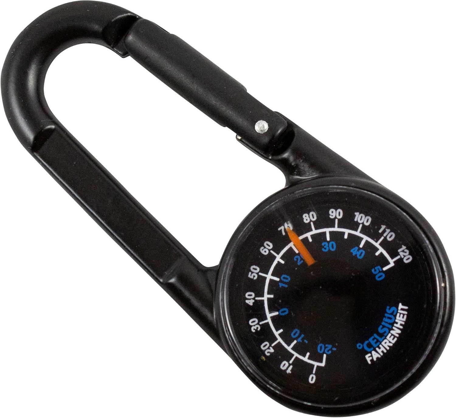 Munkees Kompass Karabiner mit Thermometer schwarz, Karabiner mit Kompass und integriertem Thermometer