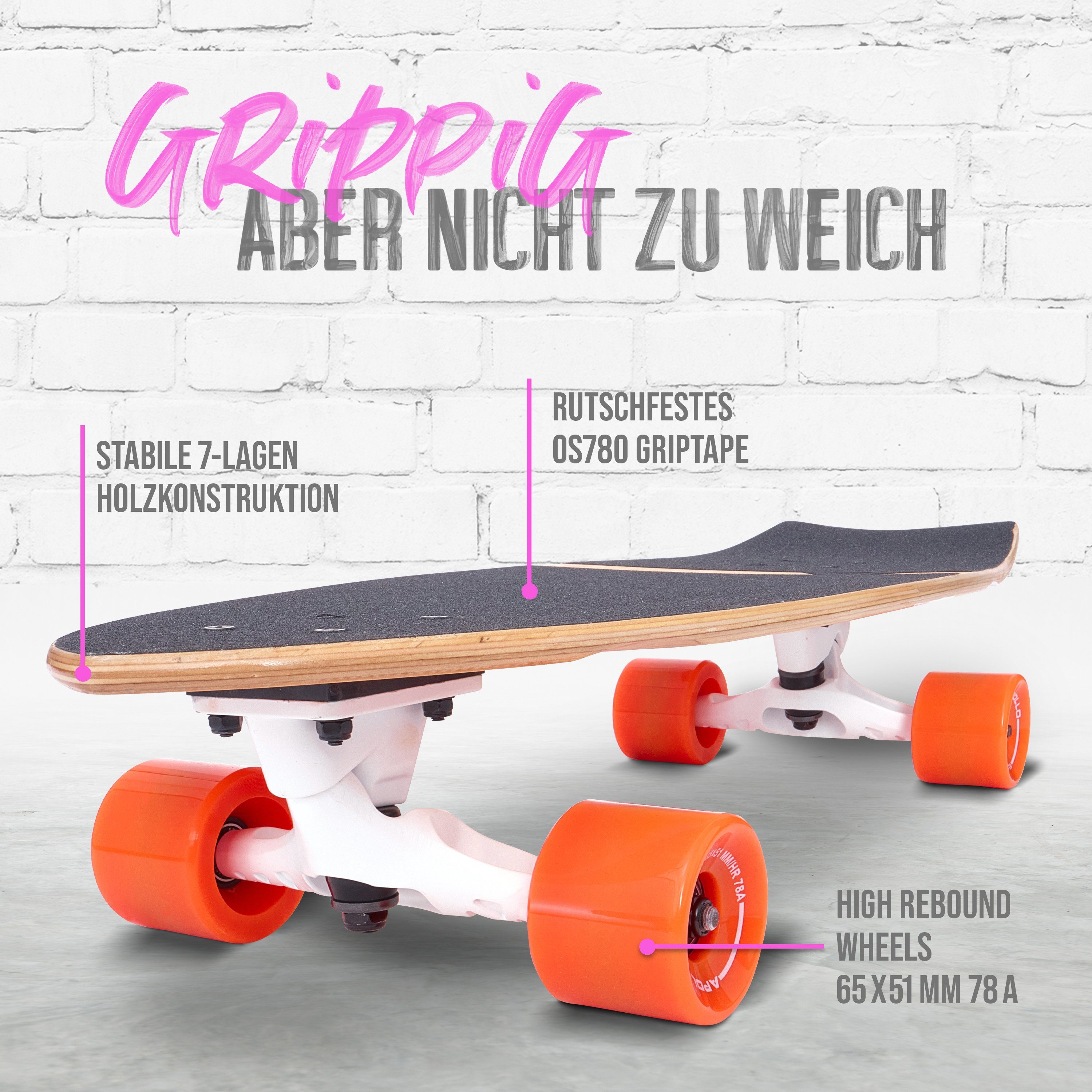 Apollo Miniskateboard Midi Longboard hochwertig Surfskate Summer stabil und Pro