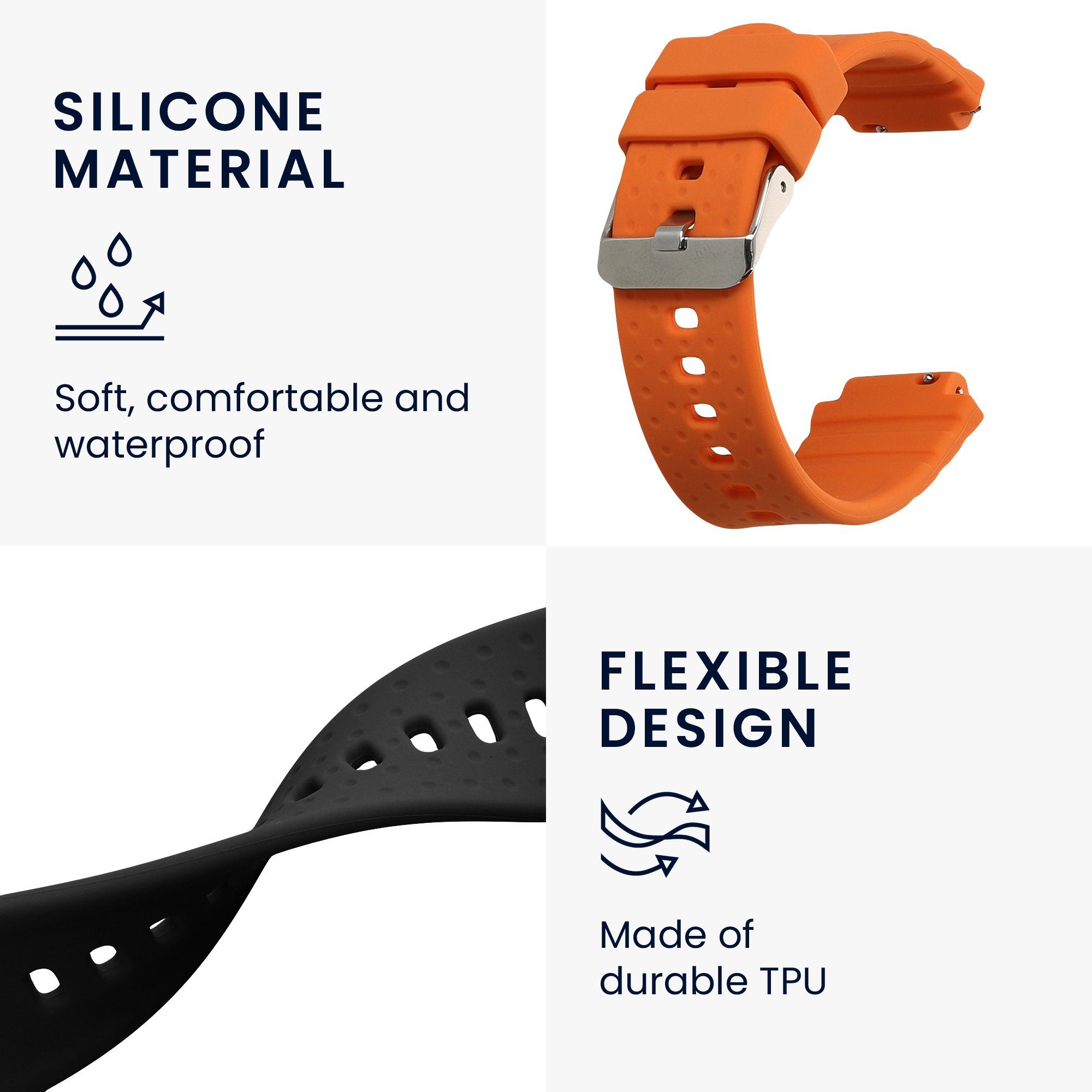 kwmobile 2x Band für XPLORA X5 / X5 Play Smartwatch, 2-tlg., Silikon Fitnesstracker Ersatz Sportarmband - Größe S