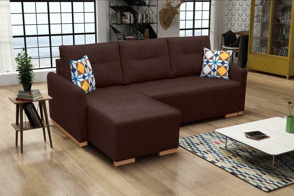 JVmoebel Ecksofa Sofa Schlafsofa Designer Sofa mit Bettfunktion - Bettkasten Ecksofa, mit Bettfunktion Braun