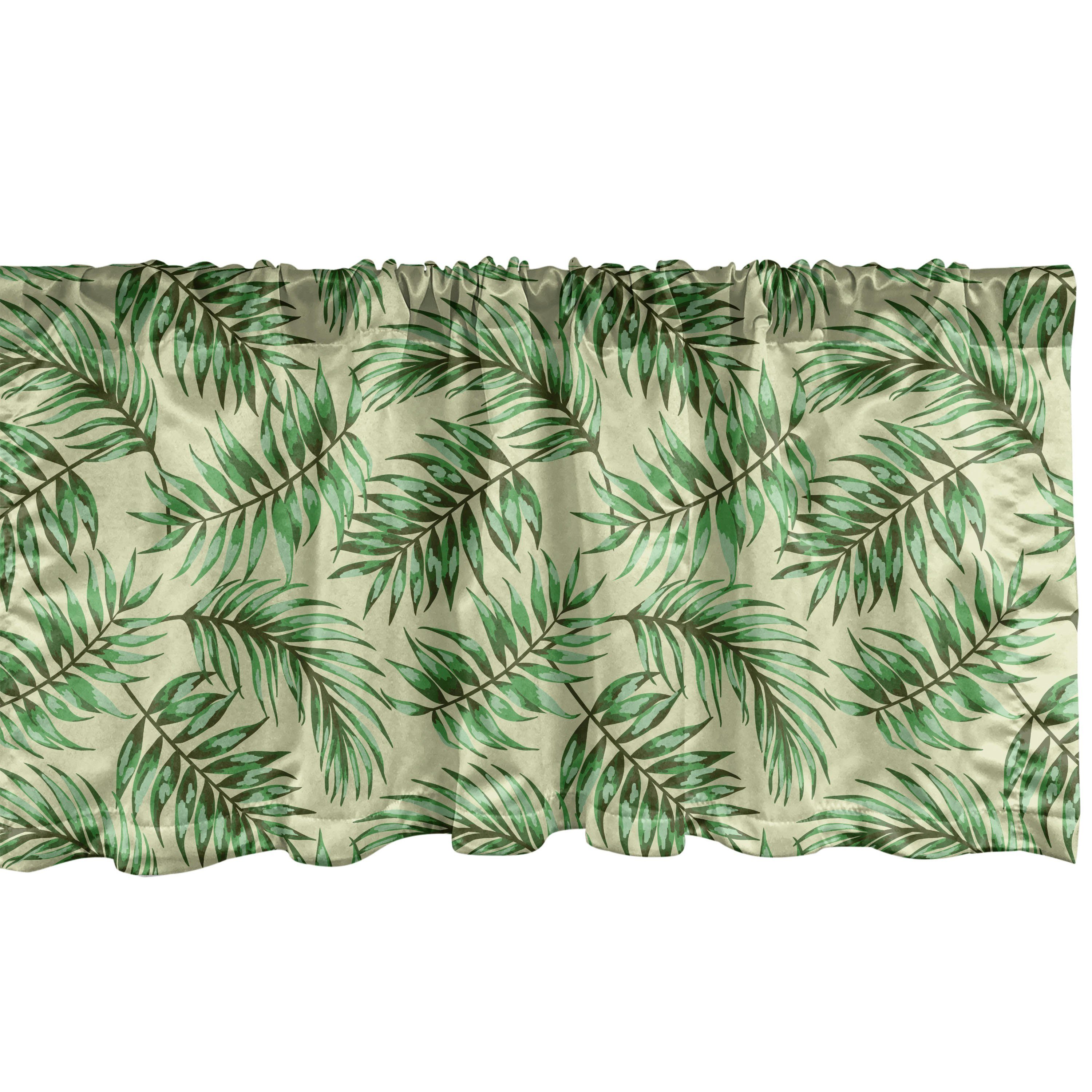 Scheibengardine Vorhang Volant für Küche Schlafzimmer Dekor mit Stangentasche, Abakuhaus, Microfaser, Exotisch Dschungel-Laub Luau Vibes