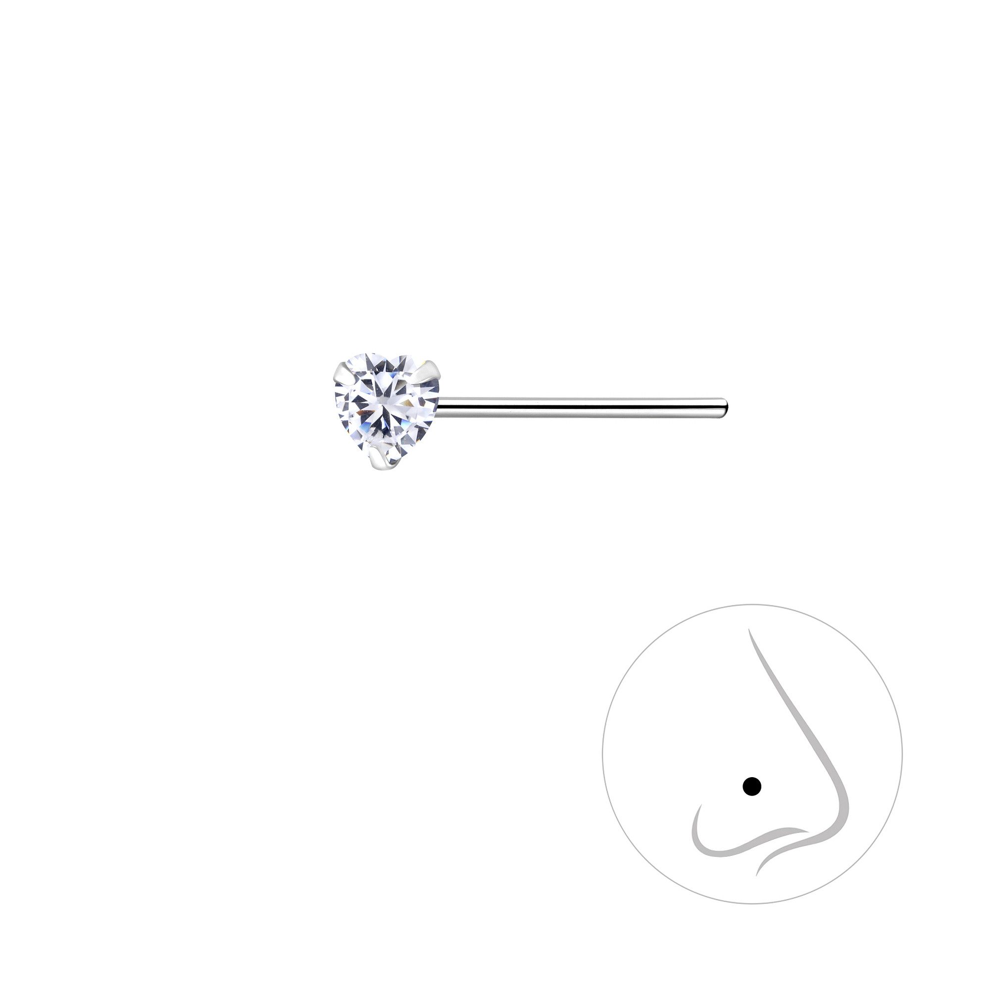 Monkimau Nasenpiercing 3mm Herz Zirkonia Nasenstecker 925 Silber günstig online kaufen