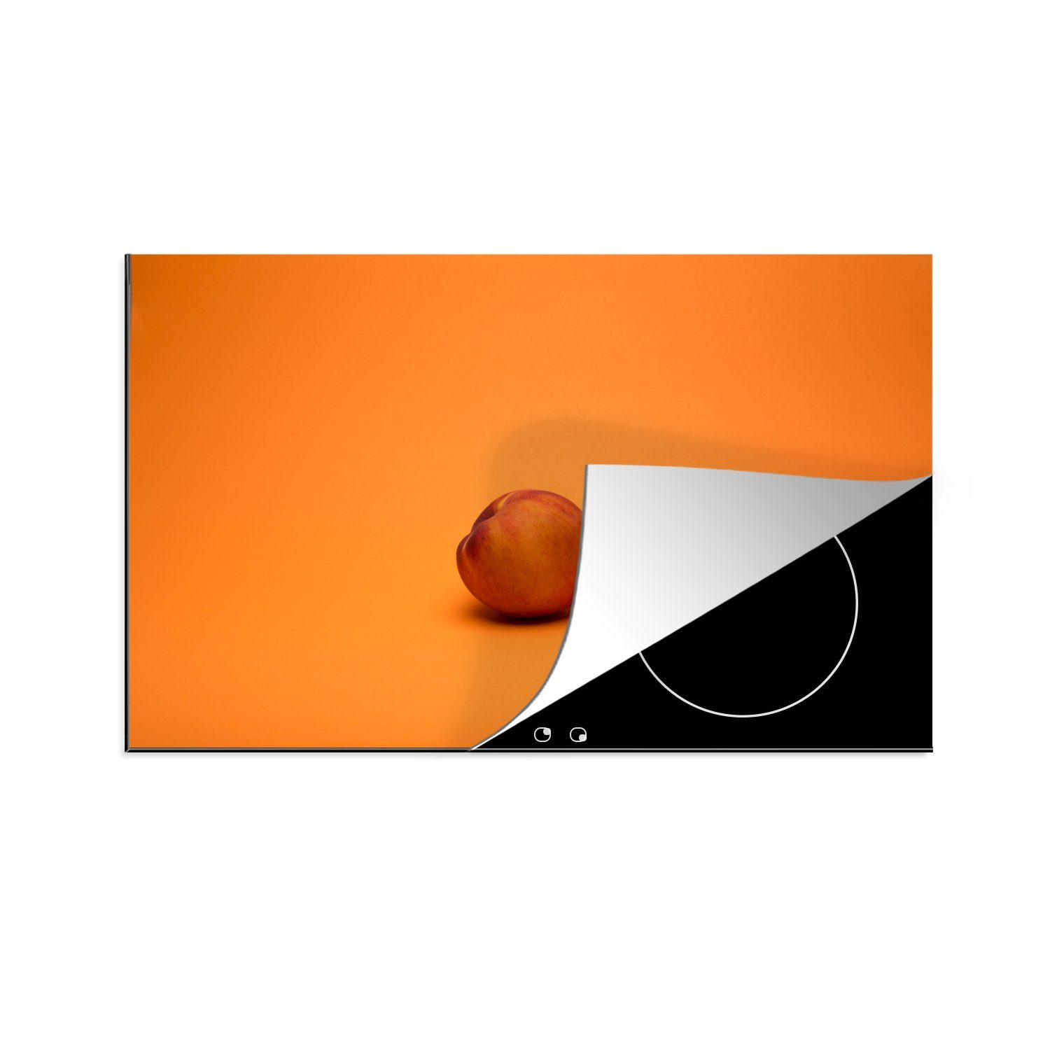 orangefarbenem (1 auf tlg), MuchoWow Pfirsich Herdblende-/Abdeckplatte Schutz für die 81x52 Hintergrund, küche, Induktionskochfeld Vinyl, Ceranfeldabdeckung cm,