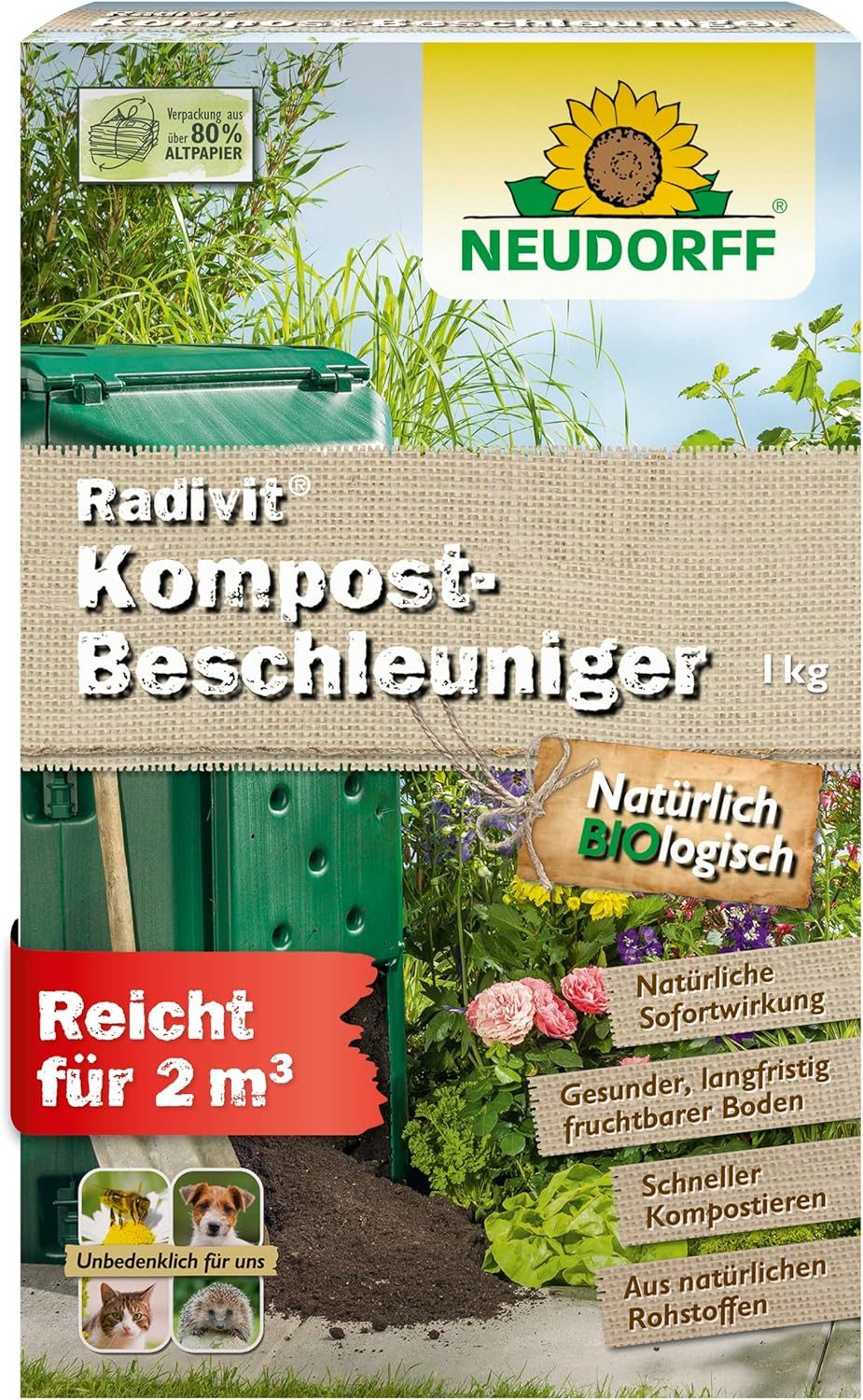 Neudorff Ускоритель компоста Radivit Kompost-Beschleuniger 1 kg, unbedenklich für Hund, Katze Igel und Bienen