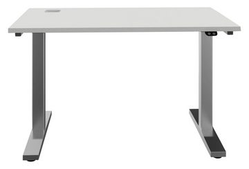 Schreibtisch Computertisch DESK, Grau, Weiß, 160 x 70 x 80 cm, elektrisch höhenverstellbar, mit Motor und Auffahrschutz