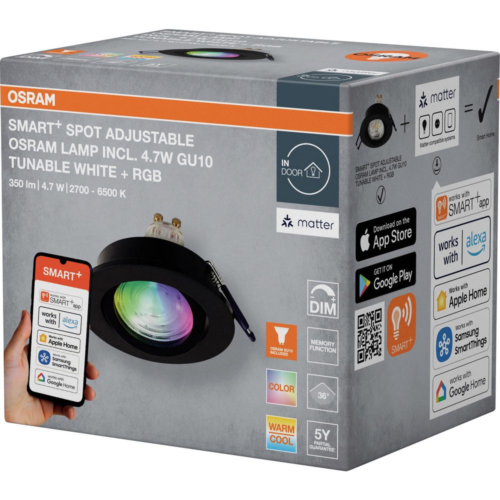 Osram Einbauleuchte OSRAM HOMELIGHTING 4058075853751 Deckenstrahler, LED-Deckenstrahler