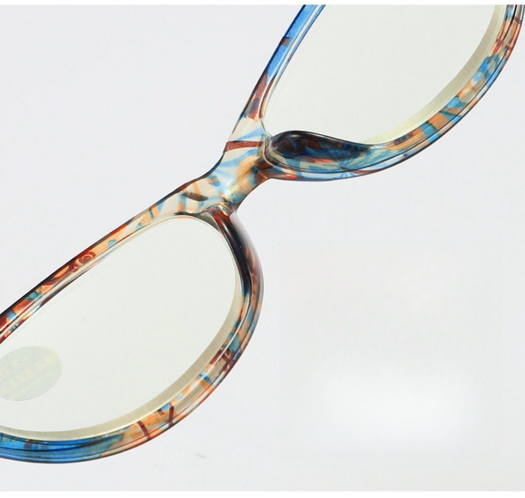 PACIEA Lesebrille Mode bedruckte Rahmen blaue Gläser presbyopische schwarz anti