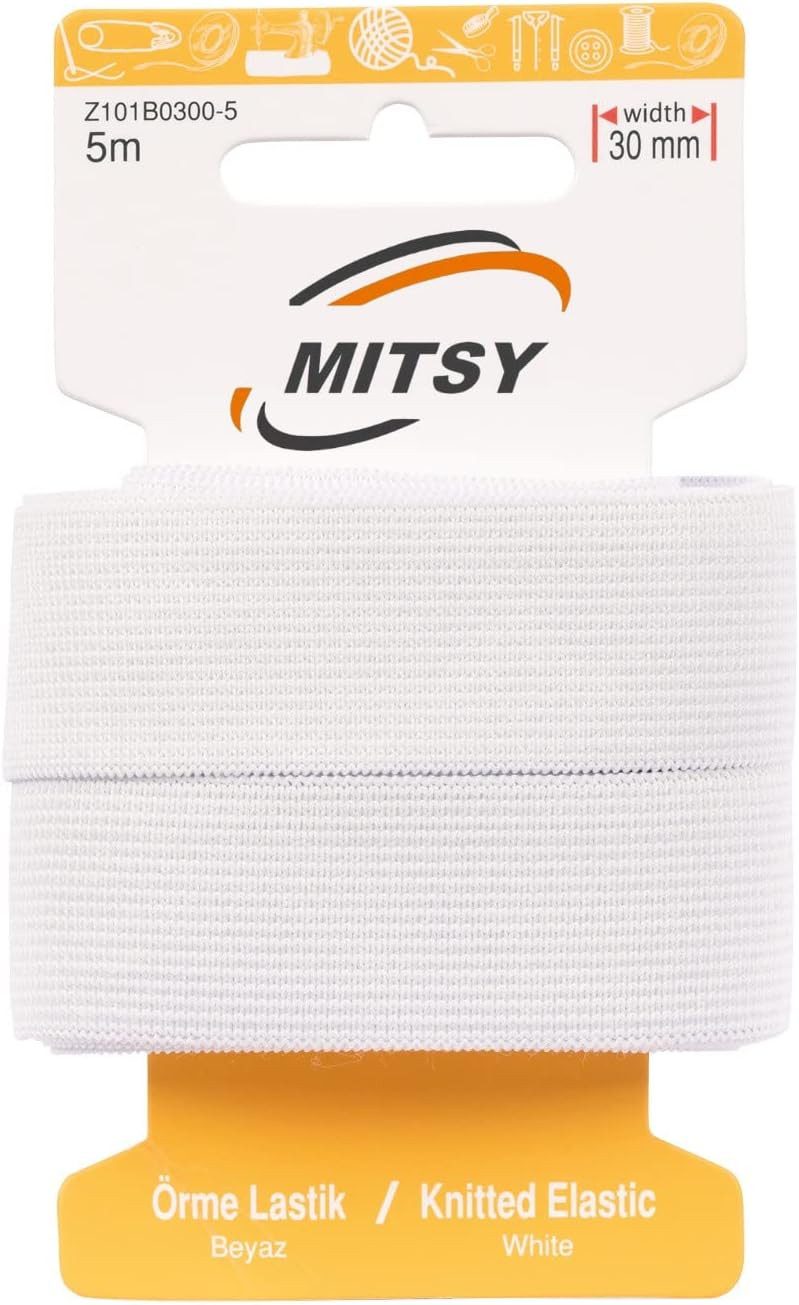 MITSY Gummibänder elastisches Gummiband 1,5/3/5/6/8/10/20/30 mm Gummilitze 5/10/25/100 m, Reißfest, Stark für Kleidung & DIY, ISO 9001/14001/OHSAS zertifiziert