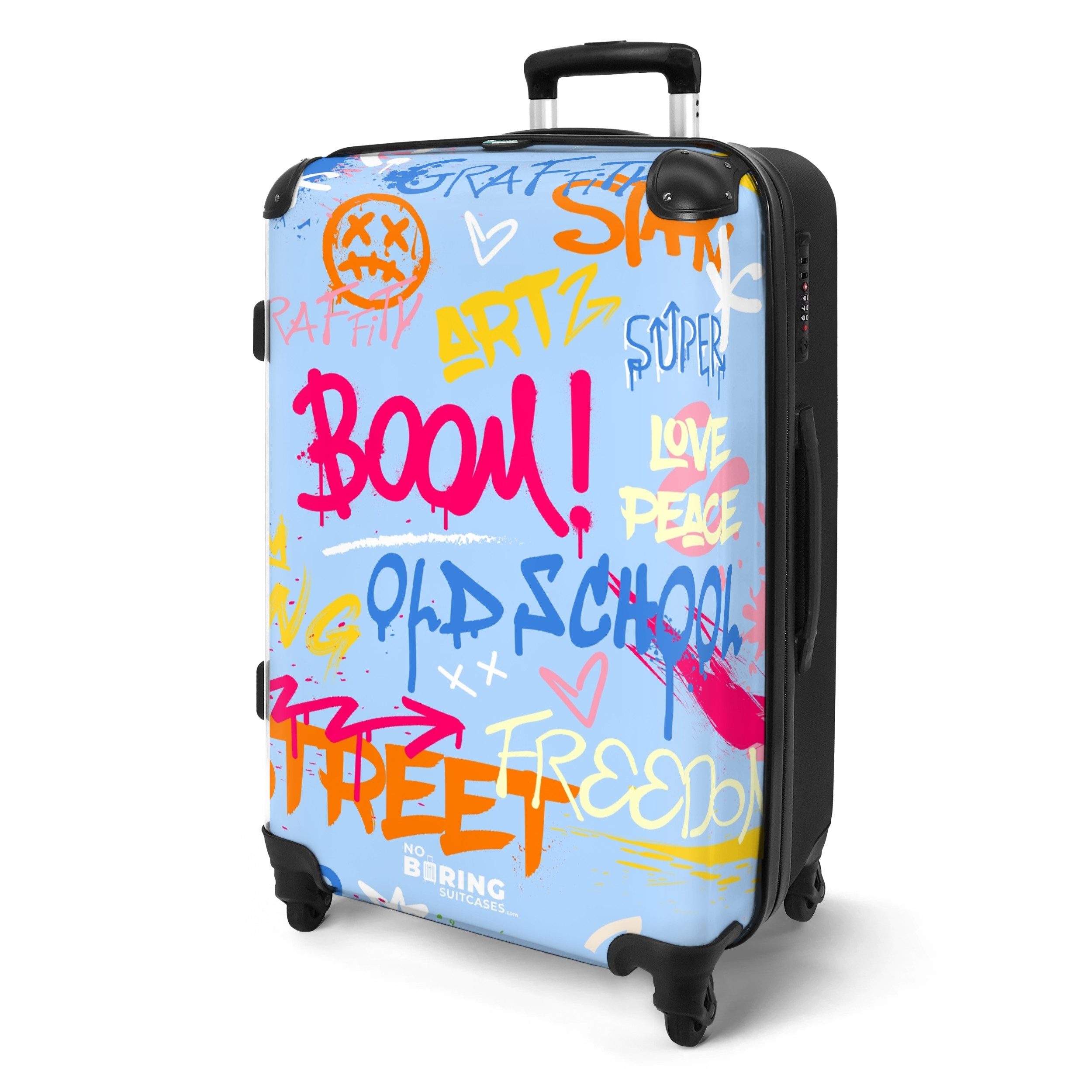 NoBoringSuitcases.com© Hartschalen-Trolley Bunter Graffitidruck mit Text günstig online kaufen