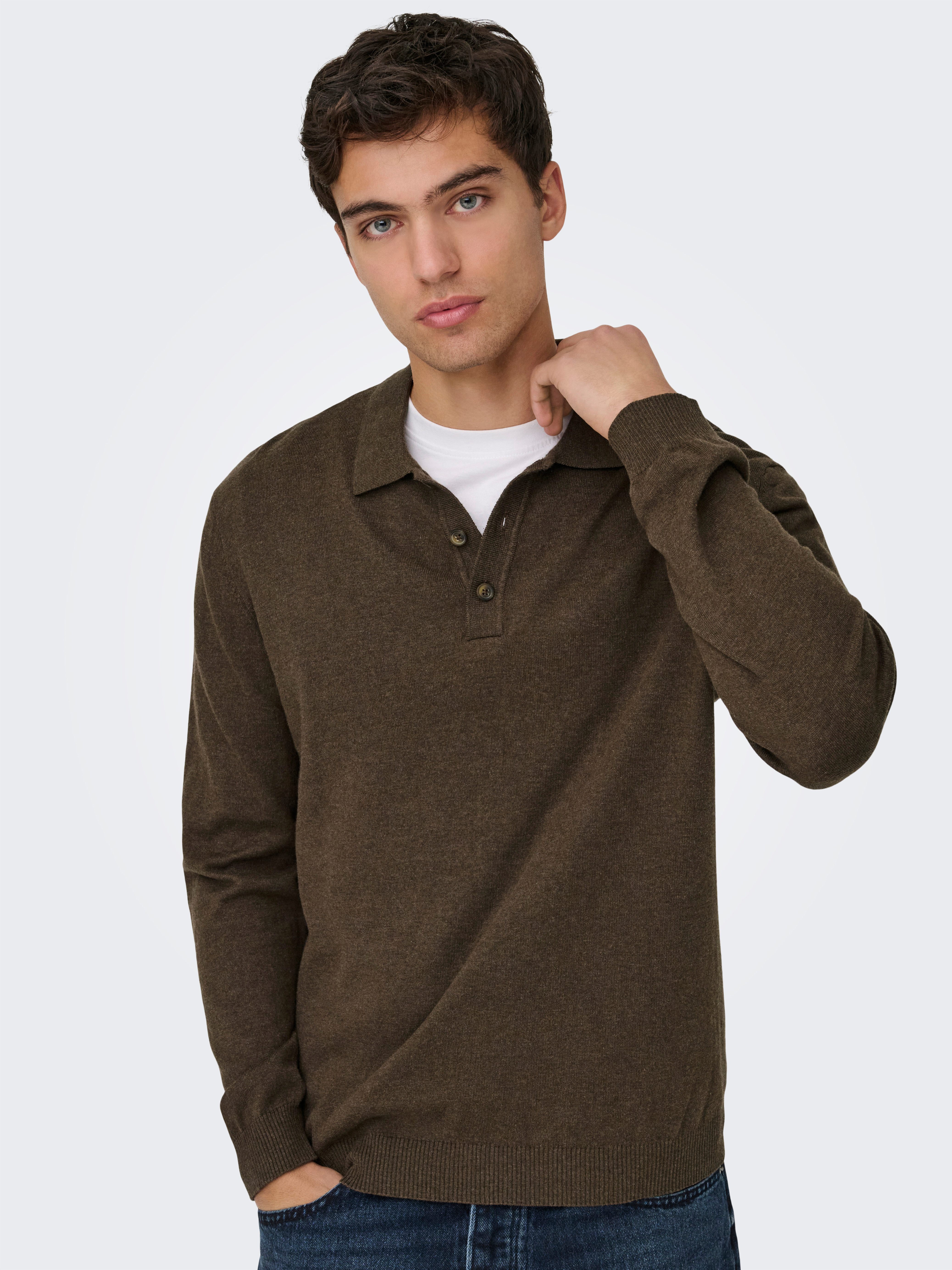 ONLY & SONS Polokragenpullover ONSLOUI REG 12 LS MEL POLO KNIT günstig online kaufen