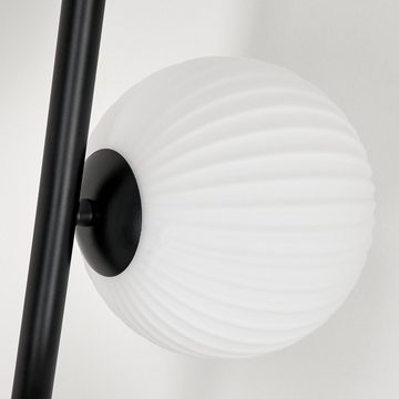 hofstein Stehlampe Stehlampe aus Metall/Riffelglas in Schwarz/Weiß, ohne Leuchtmittel, Leuchte mit Glasschirmen (15cm), Fußschalter, 3xG9, ohne Leuchtmittel