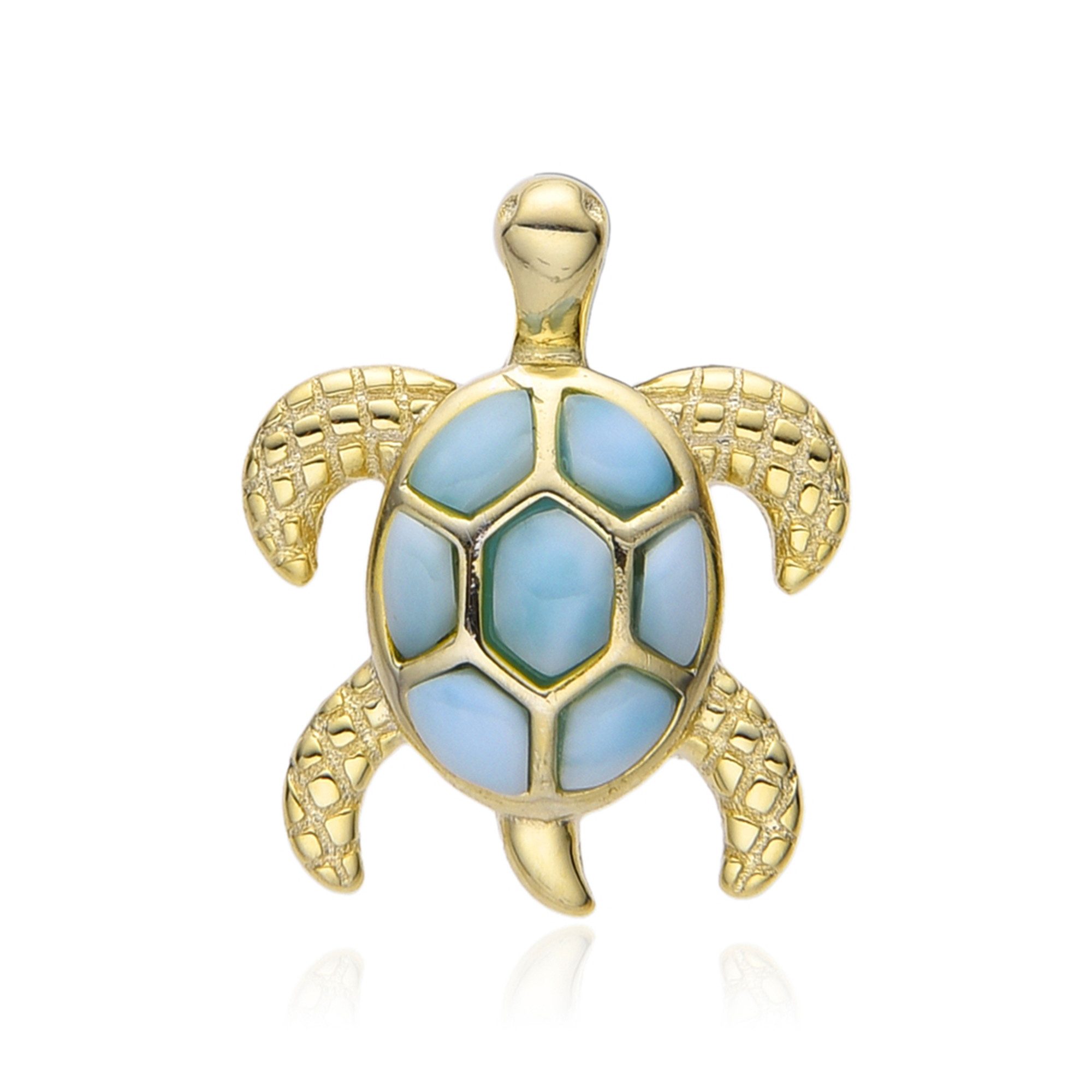 Cavill Kettenanhänger Larimar Schildkröten Silberanhänger 925 Sterling, 1,3 ct blau-grün (1-tlg)