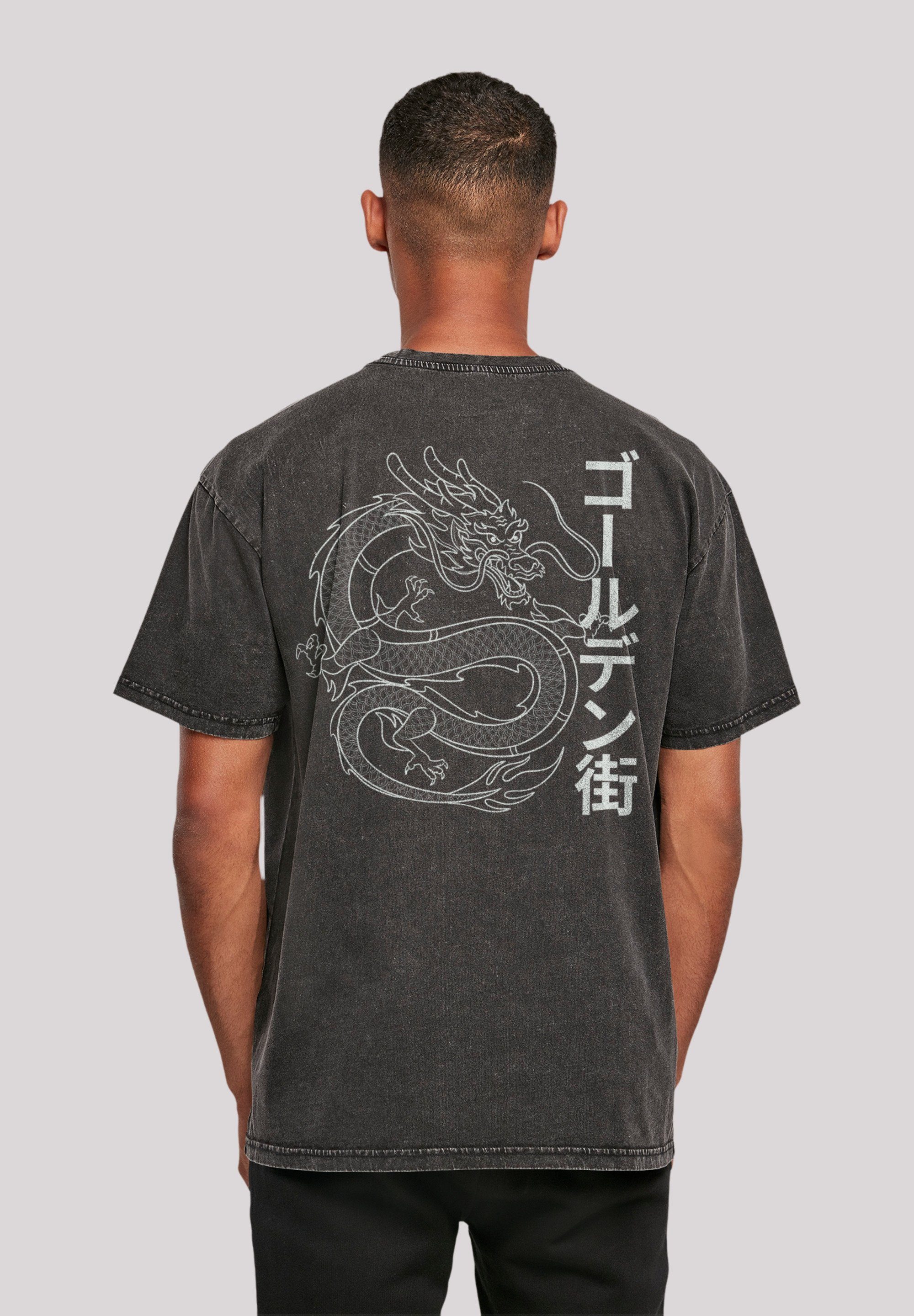 Print Gai schwarz T-Shirt F4NT4STIC Golden Drache