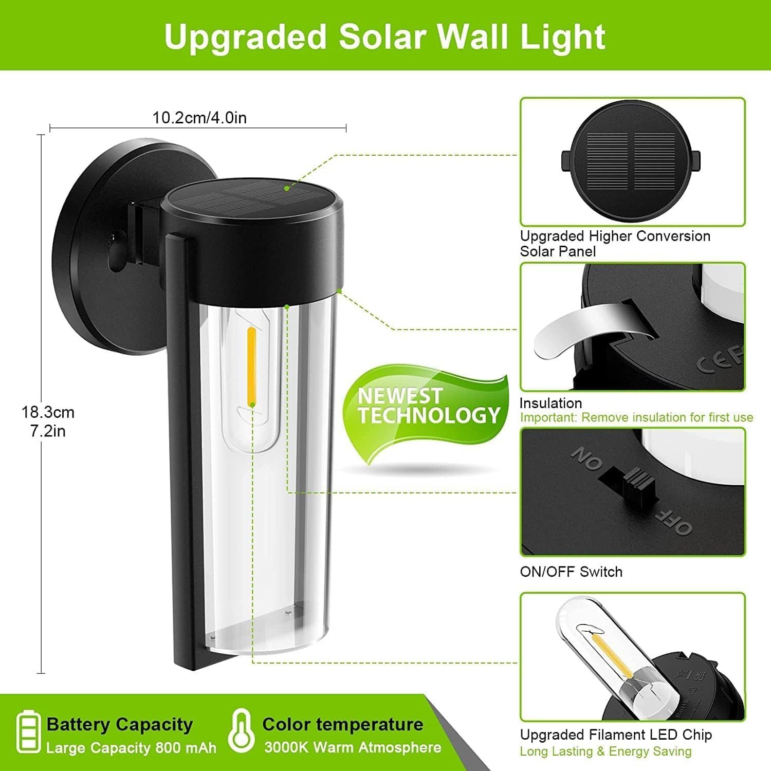 RWEUOQ Außen-Wandleuchte Solarlampen für Außen, 2 günstig online kaufen