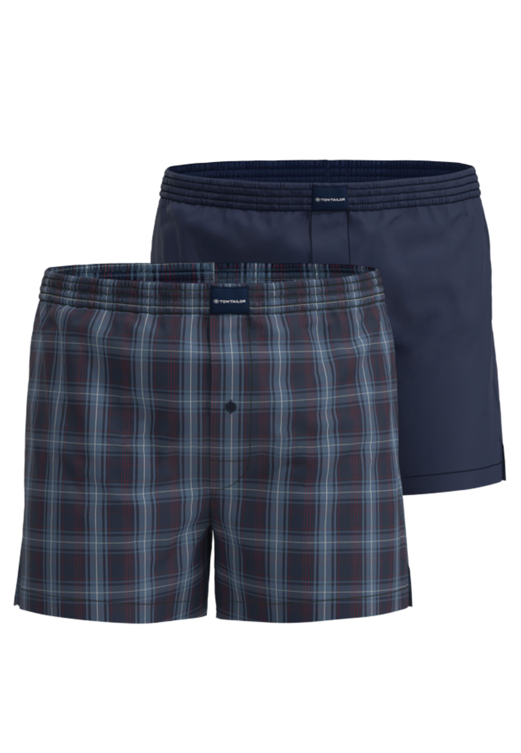 TOM TAILOR Boxershorts TOM TAILOR Herren Boxershort blau kariert 2er Pack (2-St)