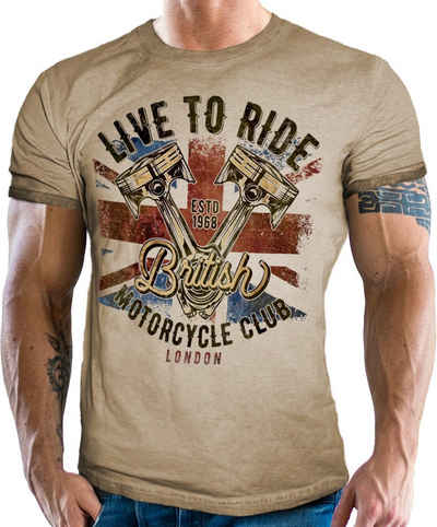 GASOLINE BANDIT® T-Shirt »im angesagten vintage retro Biker used Look - British Motorcycle Club London«