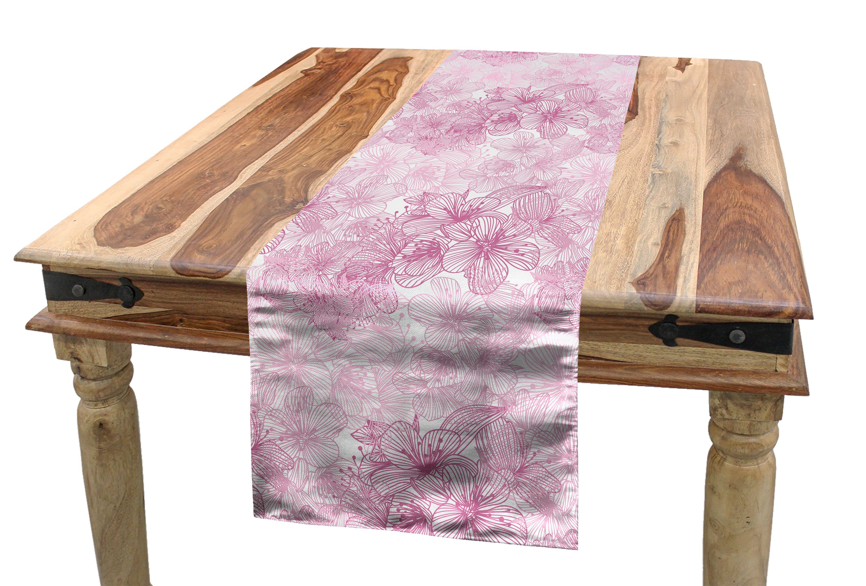 Abakuhaus Tischläufer Esszimmer Küche Rechteckiger Dekorativer Tischläufer, Kirschblüte Cage Art-Motiv