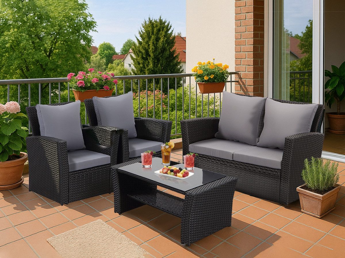 MeXo Gartenlounge-Set Modulares Balkonmöbel-Set für 4 günstig online kaufen