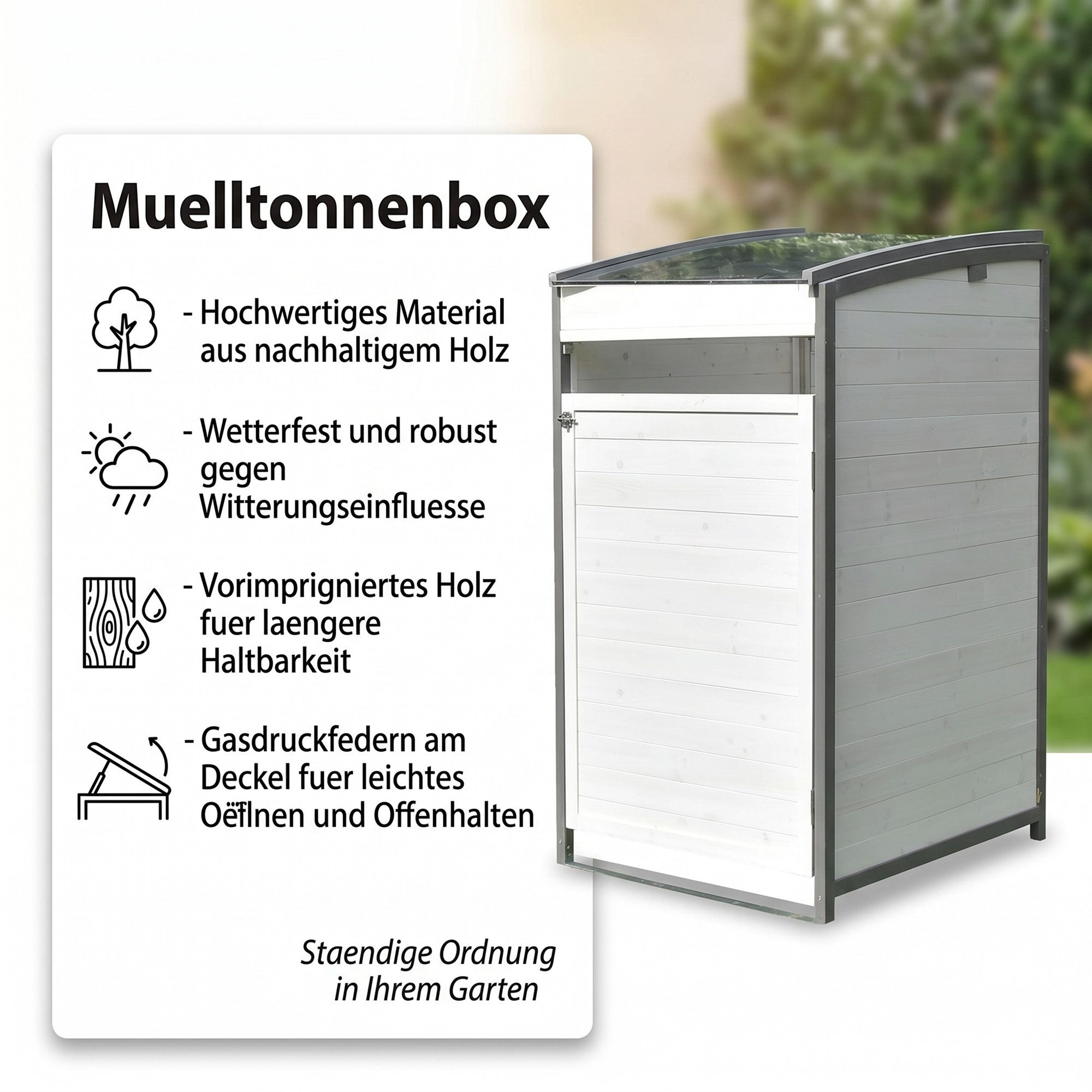 Mucola Mülltonnenbox Mülltonnenbox Anbaubox Mülltonnenverkleidung Mülltonne 240L Gartenbox (Stück, 1 St., Anbaubox), 240 L