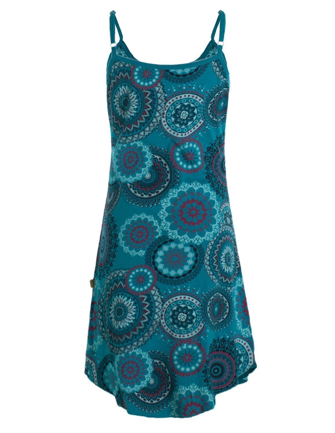 Vishes Minikleid Damen Sommer-Kleider Jersey-Kleid Mini-Kleid Spagettiträger-Kleid Goa, Guru, Hippie Style