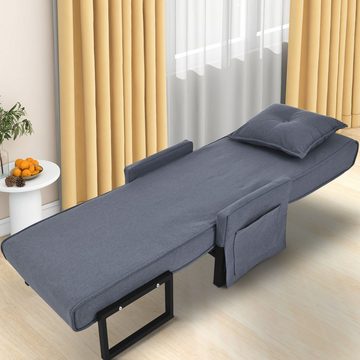 Fangqi Schlafsofa 3-in-1 klappbarer Sofassessel mit Kissen für eine Person, Grau/Braun