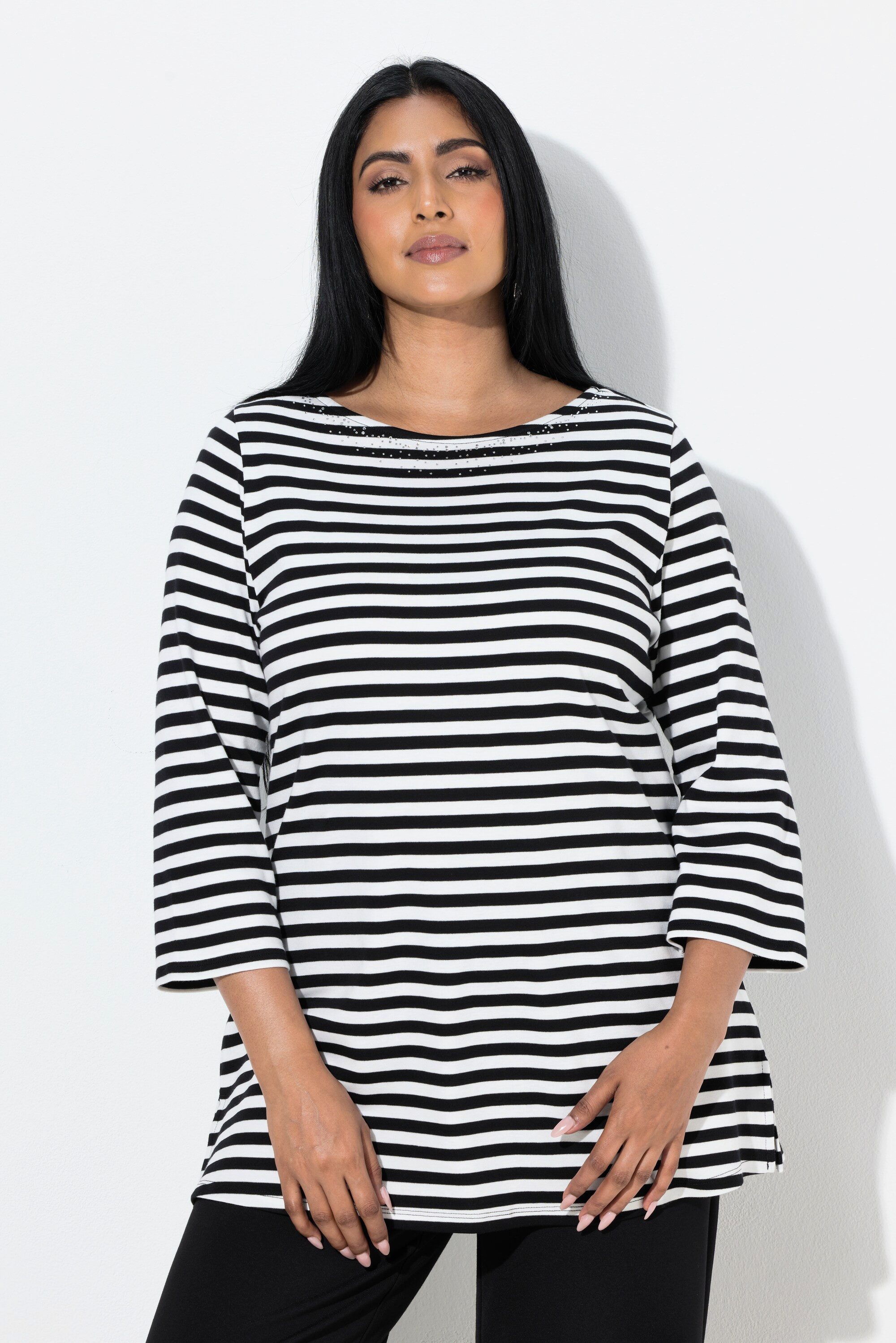 T-Shirt Ringelshirt Rundhals-Ausschnitt 3/4-Arm