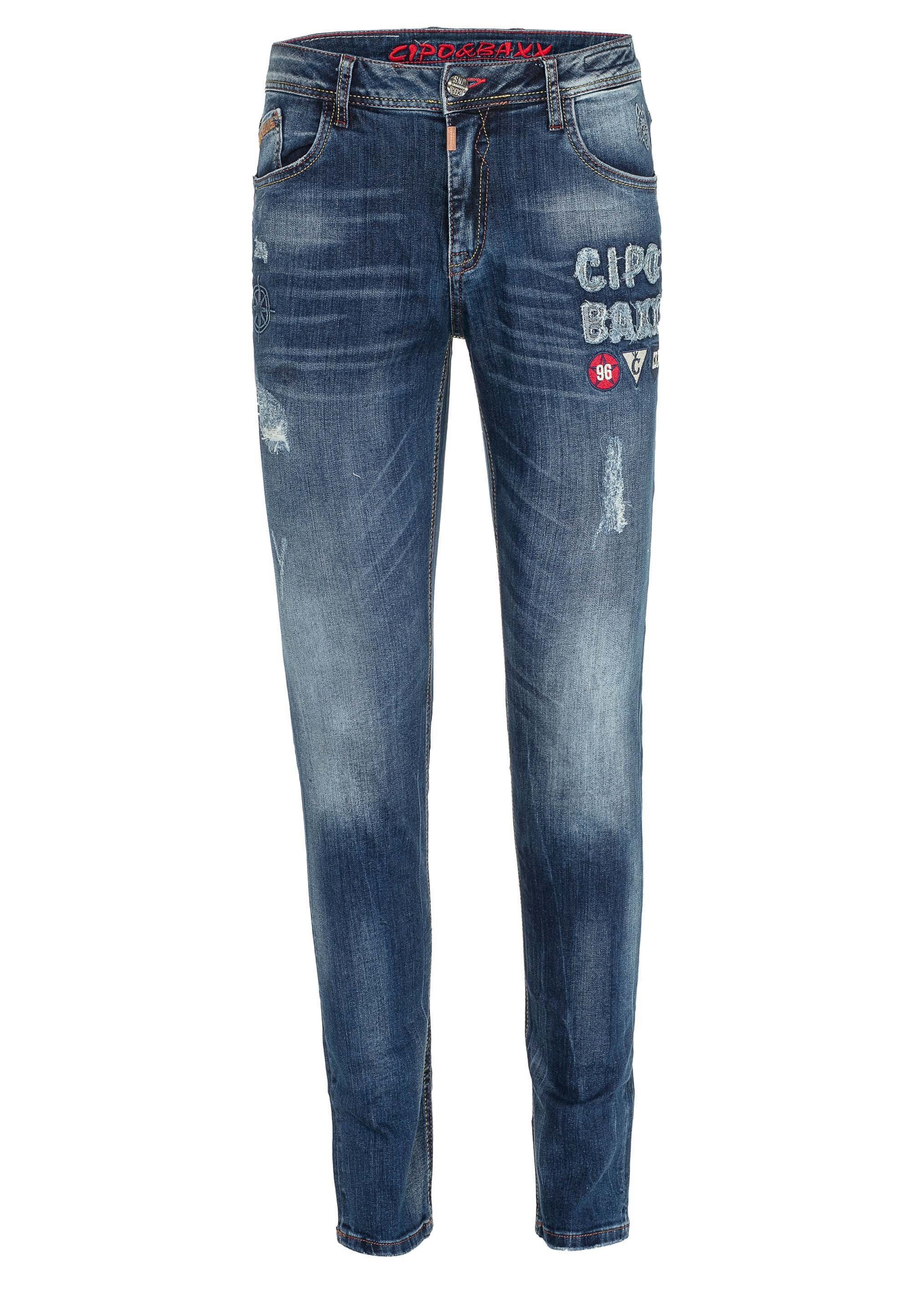 Cipo Slim Baxx Jeans & Bequeme in Aufnäher Fit mit