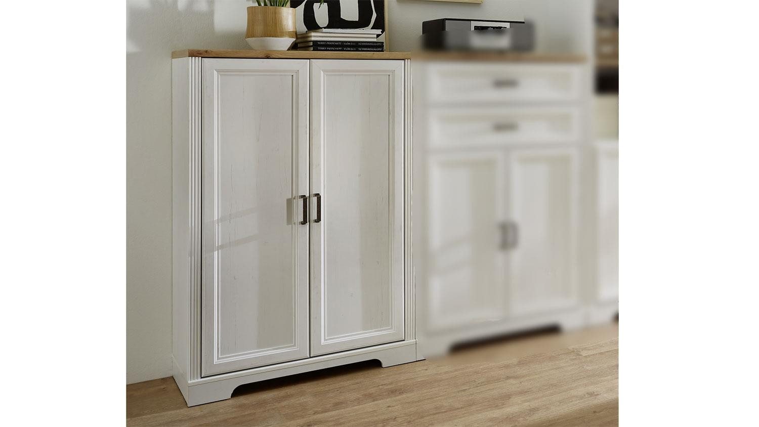 Innostyle Kommode Aktenschrank 11 Jasmin Pinie hell weiß Akzente Artisan Eiche ca. 86x38
