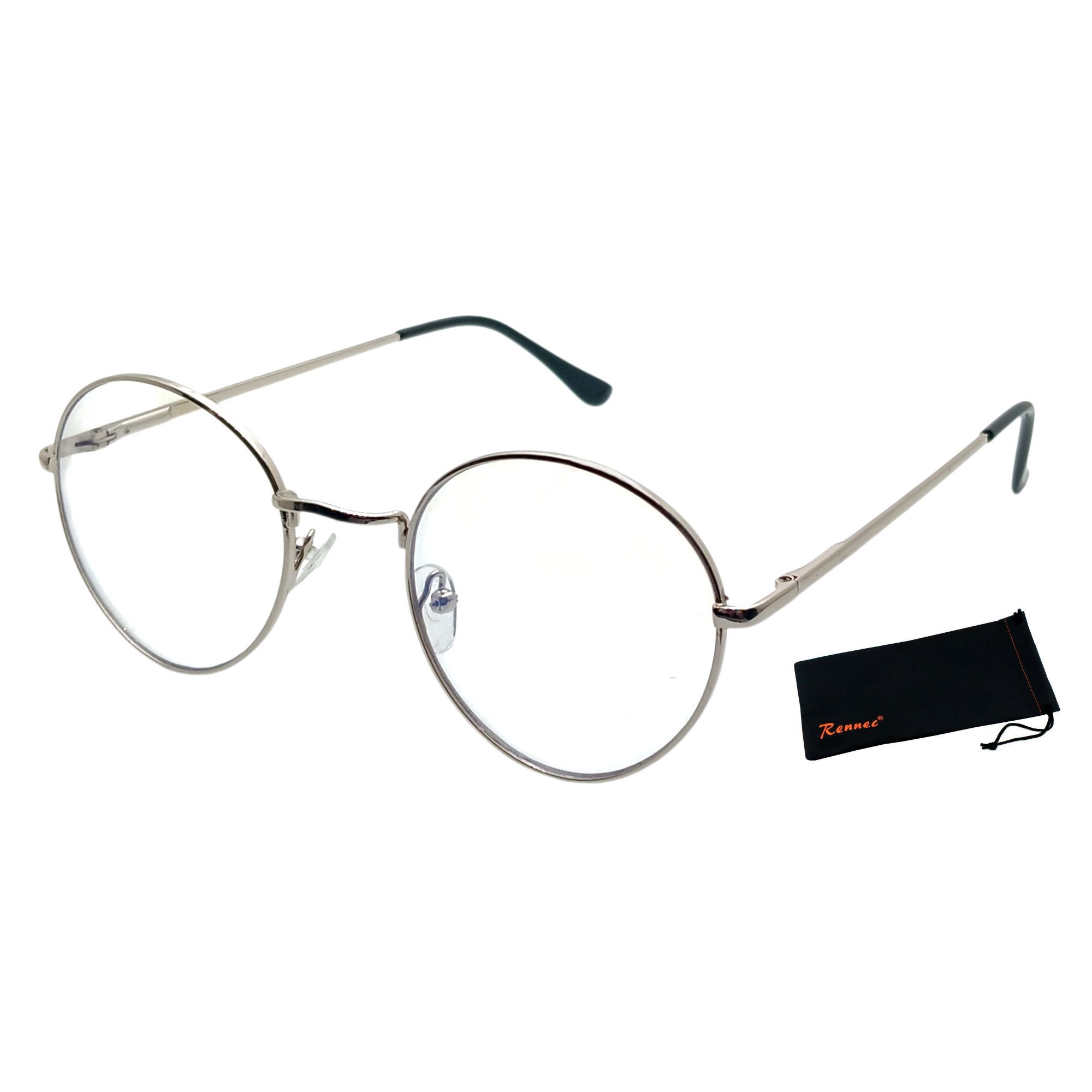 LUXXADA Sonnenbrille (Ovale Computerbrille Gläser mit Blau Licht Filter Panto Form Edelstahlbrille) Gaming und PC Brille aus Metall mit Anti Blue Light Gläser