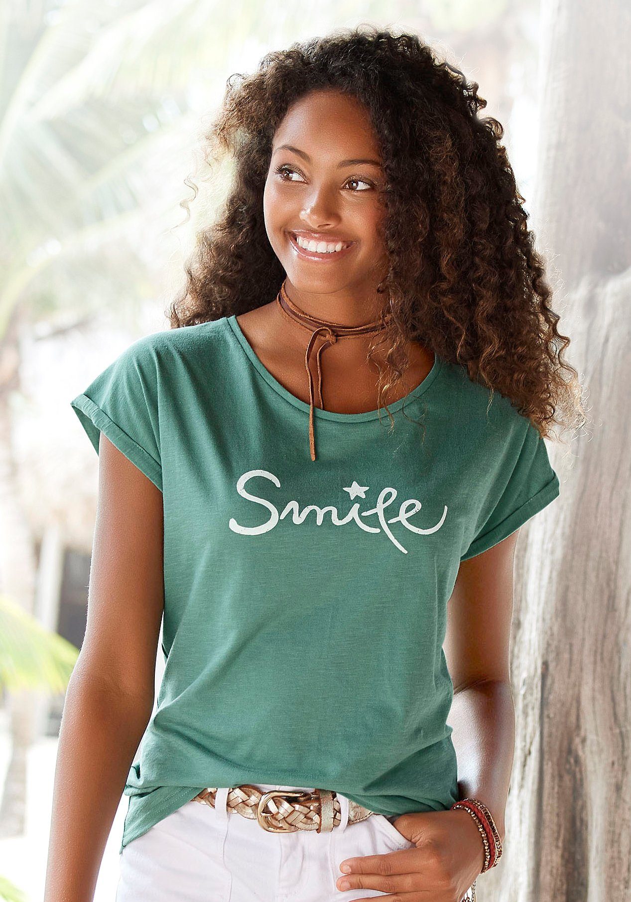 Beachtime T-Shirt mit Frontdruck "Smile" aus weicher Baumwoll-Qualität günstig online kaufen