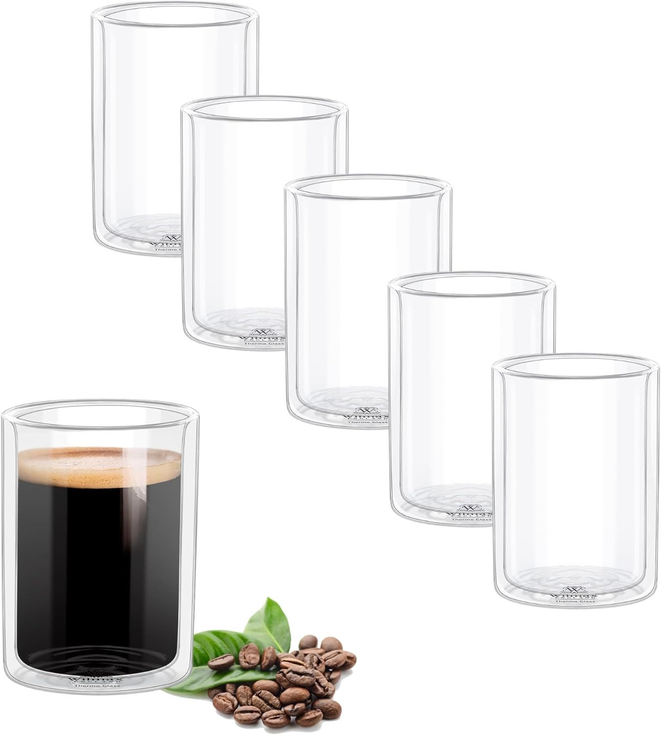 Wilmax England - Deutschland Thermoglas Wilmax ThermoGlass-Kollektion, Glas mit Doppelwand, 6-tlg., Thermoglas, 6er Set, 100ml, ideal für heiße und kalte Getränke