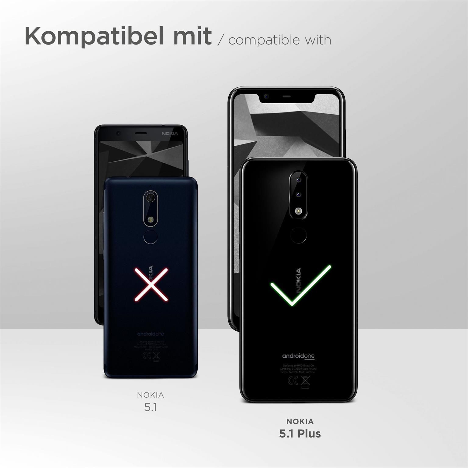 moex Handyhülle für Nokia 5.1 Plus Hülle Klappbar Book Case Schwarz 5,86 Zoll, Klapphülle Kartenfach Flip Cover Handytasche Leder Optik Schutzhülle