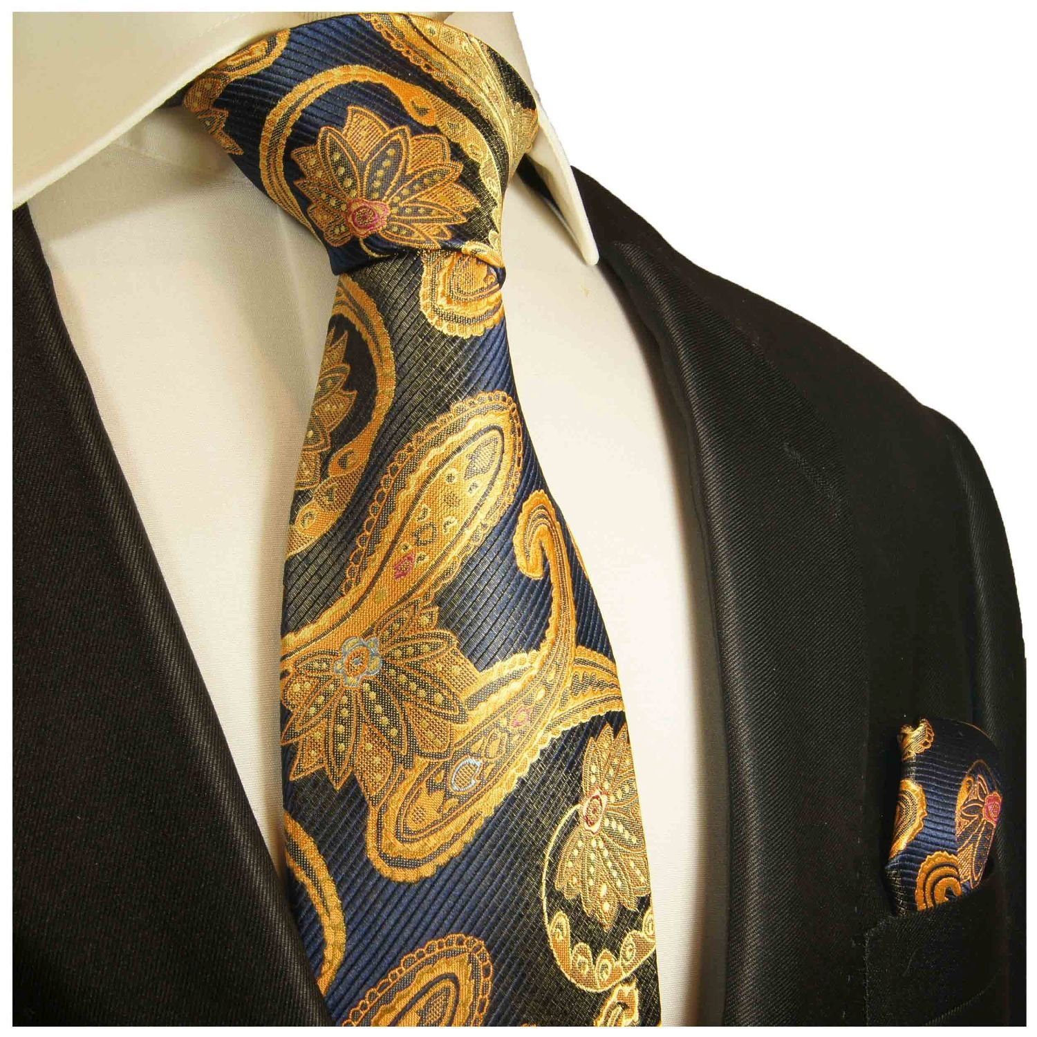 Krawatte Herren Seidenkrawatte mit Tuch modern paisley brokat 100% Seide