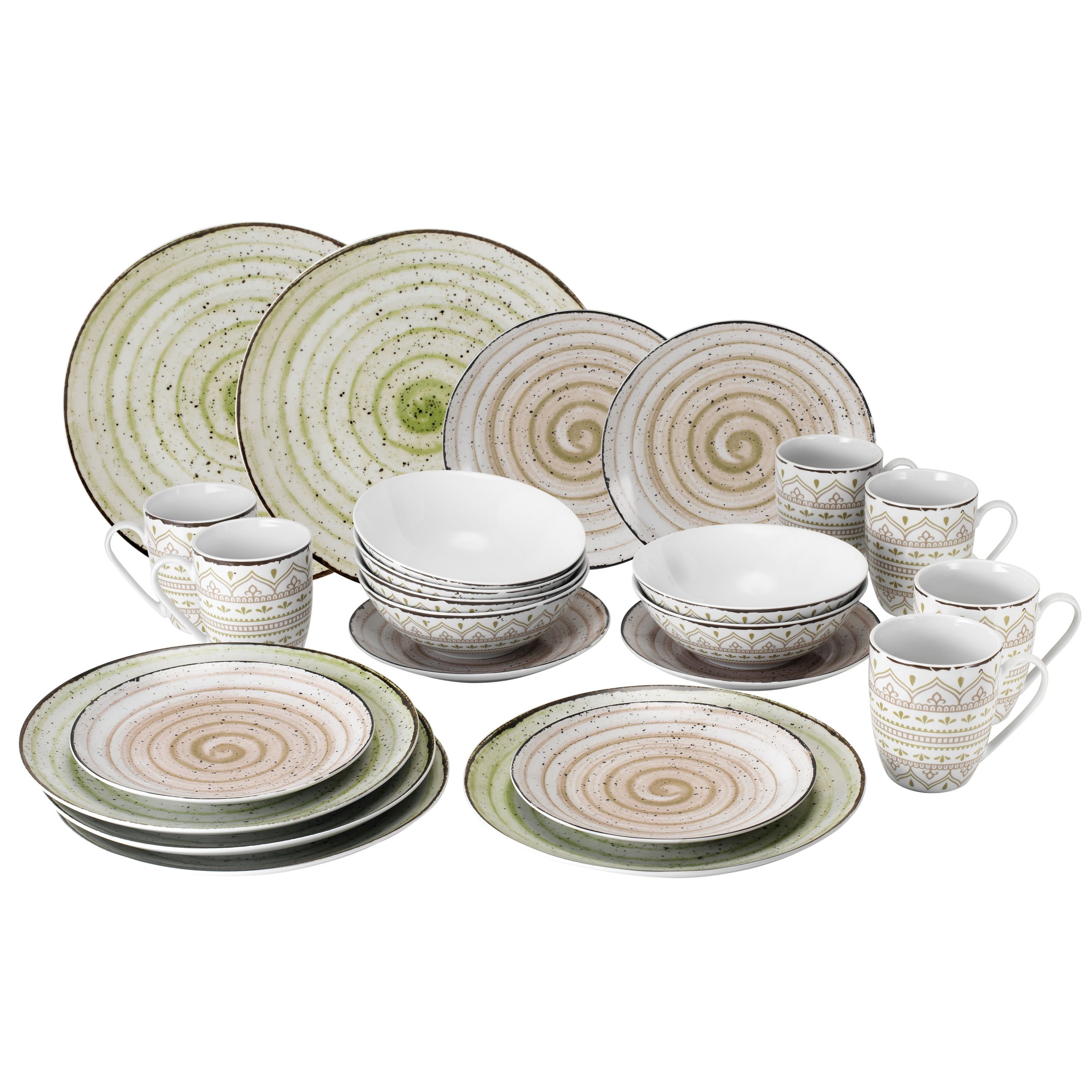van Well Kombiservice 24tlg Kombiservice Riva für 6 Personen Porzellan rund