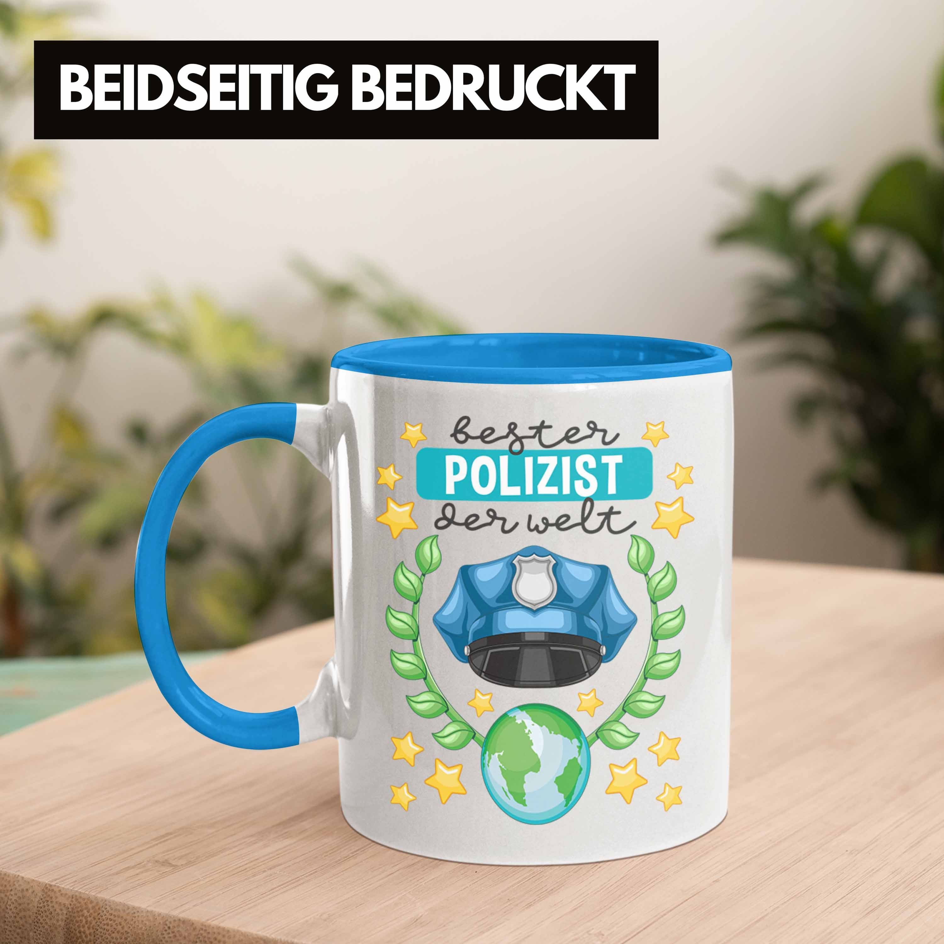 Bester Trendation Trendation - Tasse Polizist Spruch Geschenke Geschenk Männer mit Tasse Polizei Blau Lustig