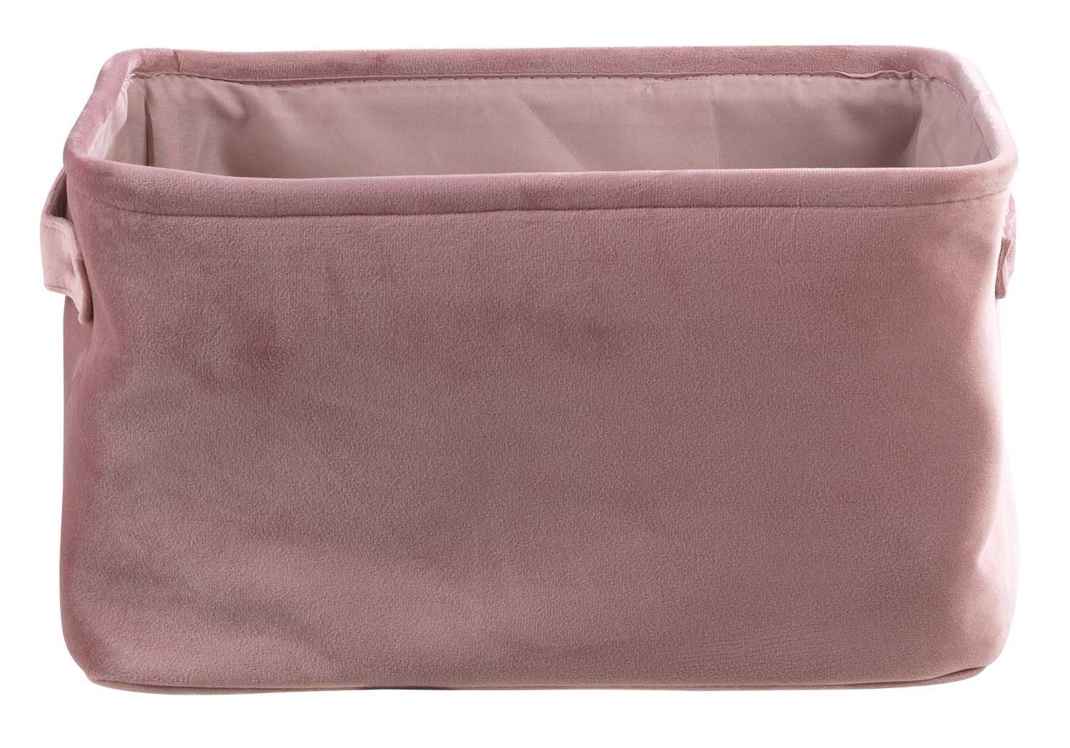 Home4You Aufbewahrungskorb Rosa, Samt, B 36 cm x T 26 cm, Tragegriffe, Uni