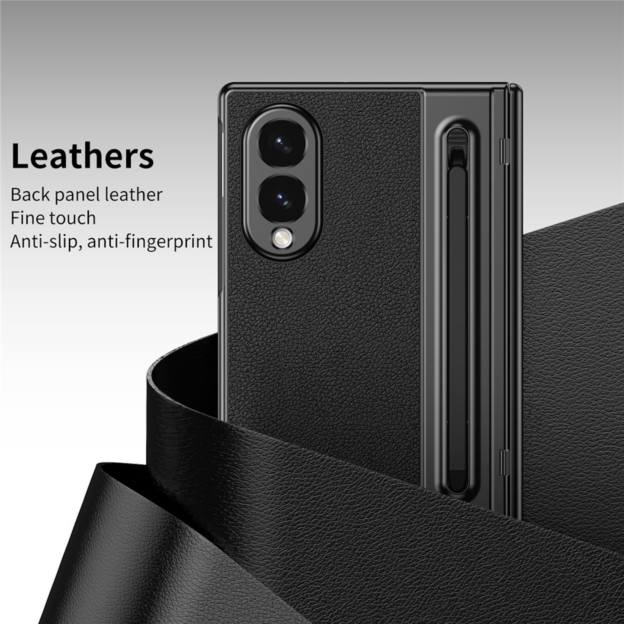 Wigento Handyhülle Klapphülle + 9H Schutzglas + Stift Samsung Galaxy Z Fold8 5G Schwarz 7,60 Zoll, Stifthalter, Scharnier Schutz, Schutzglas – Bild 3 von 5
