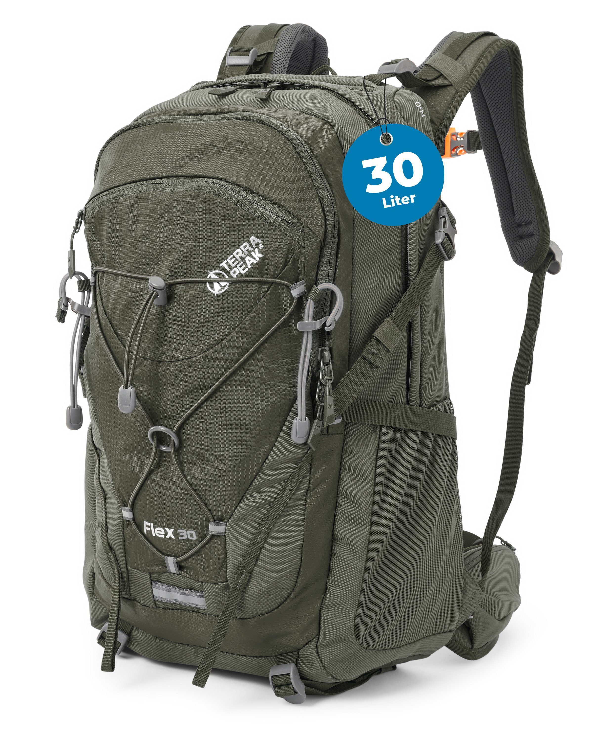 Terra Peak Wanderrucksack Flex 30, 30L mit YKK Reißverschluss Trekkingrucksack mit Hüftgurt