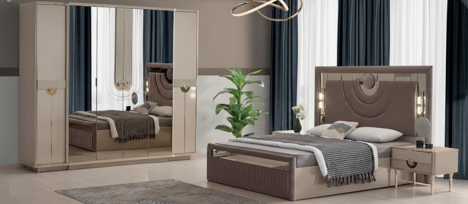 Xlmoebel Komplettschlafzimmer Elegante Schlafzimmerausstattung mit Doppelbett und Schminktisch, (5-tlg), Made in Europa